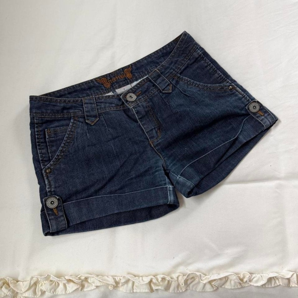 Y2k jean mini shorts  Y2K denim‎ cuff shorts Freestyle size 7